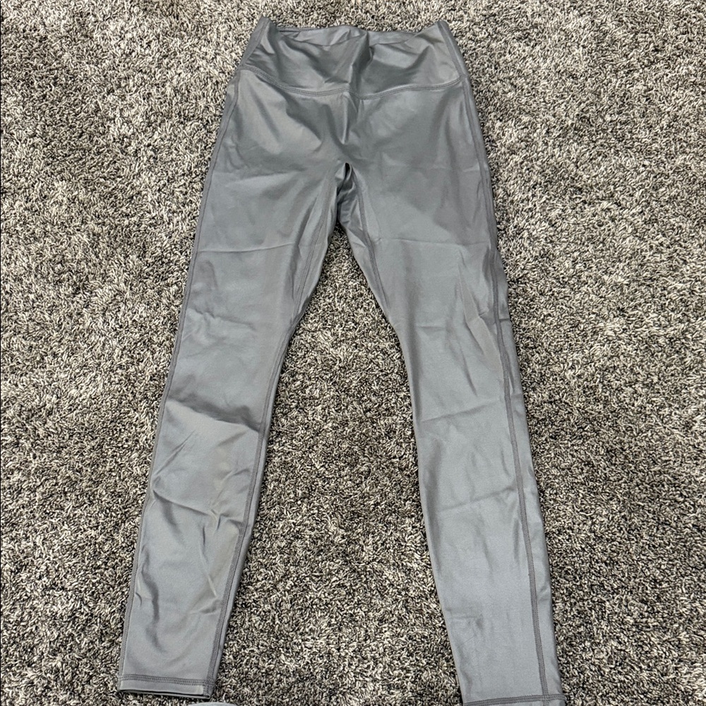 Sleek Metallic Gray Leggings